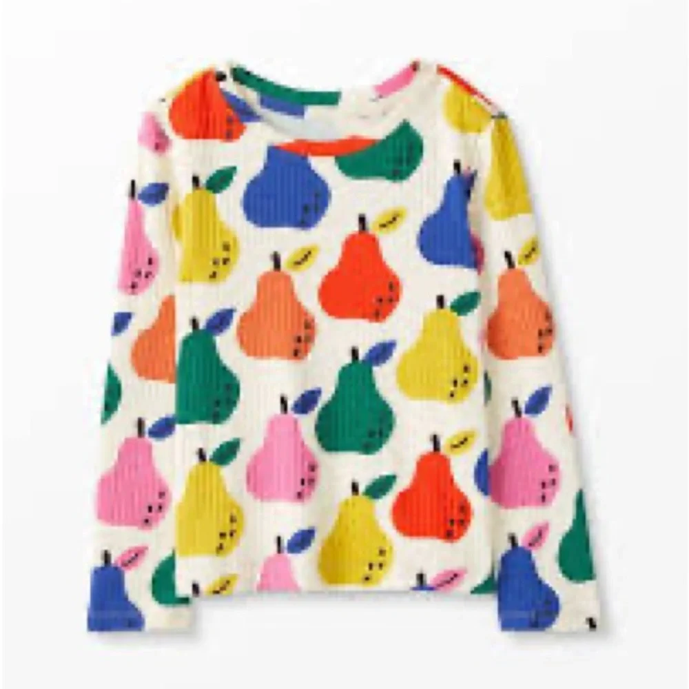Hanna Andersson Multi-Color Pear Print Cream Long Sleeve Pajama Set